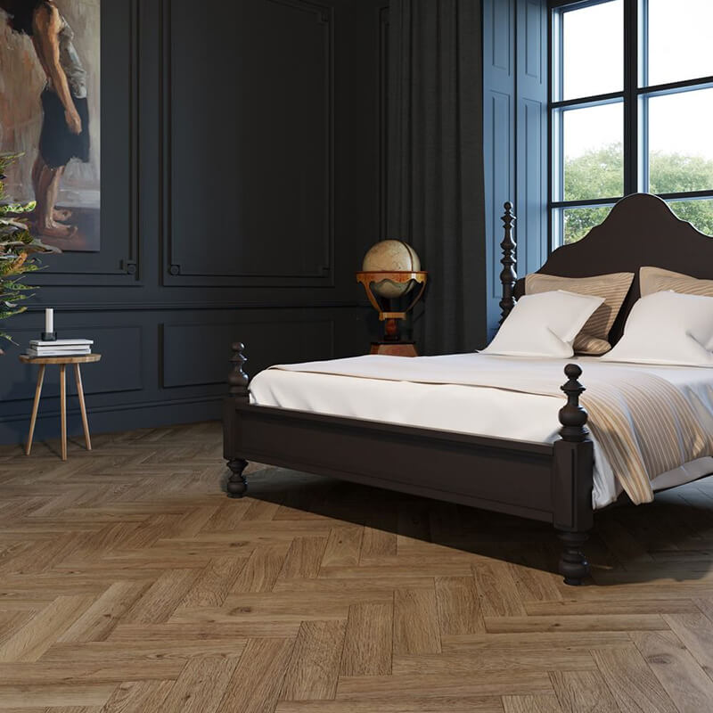 LVT плитка Invictus клеевая Maximus Herringbone Highland oak Chocolate